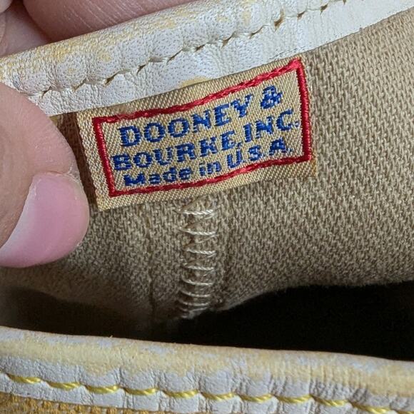 Vtg 1990s Dooney & Bourke Yellow Monogram Canvas Leather Trim Buckle Bucket Bag - Picture 6 of 7